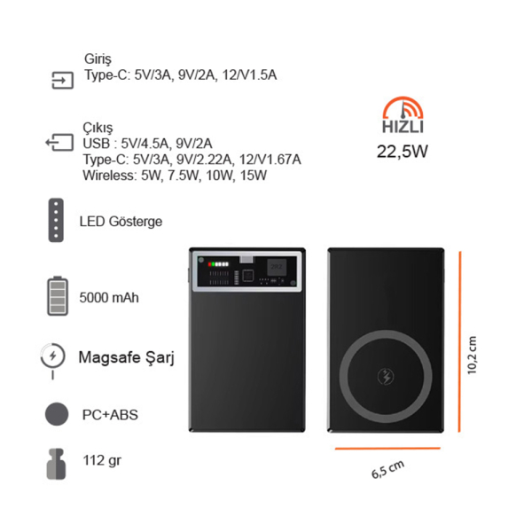 Hızlı Wireless Şarj Magsafe 5000 Mah