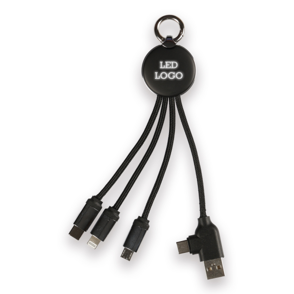Işıklı Logo Type-c Uçlu Şarj Kablosu (çantalı)