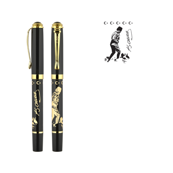 Kabartma Figürlü Metal Roller Kalem