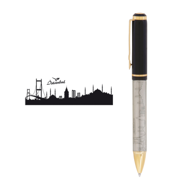 Kabartma Figürlü Metal Tükenmez Kalem
